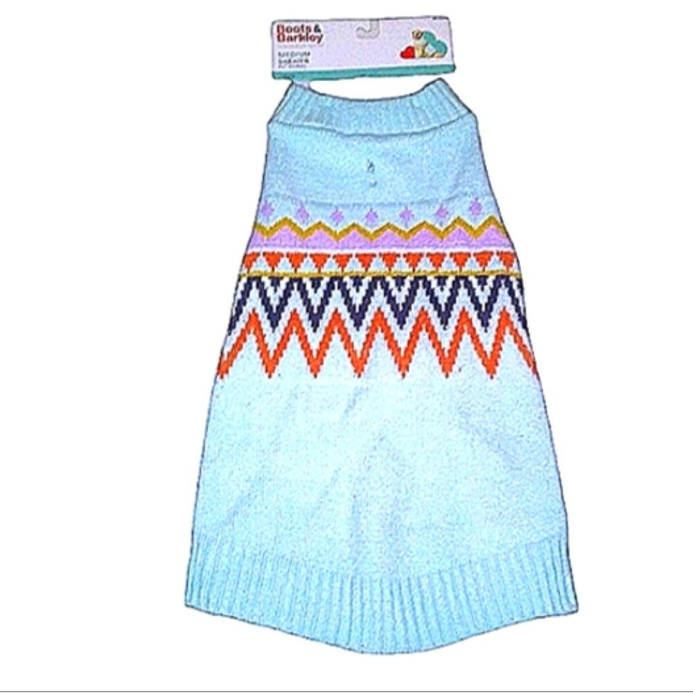 New Dog Sweater Clothes Size L Large Aqua Argyle Plaid